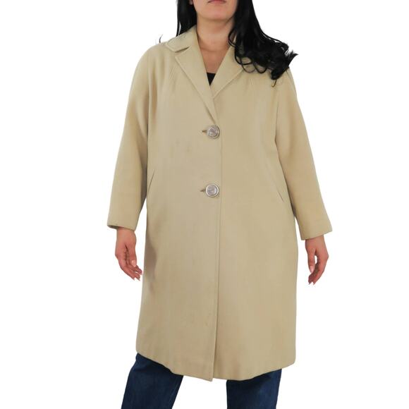 Jordan Marsh 1970s Beige Cream Vintage Cashmere Peacoat Long Coat Large - Picture 10 of 13